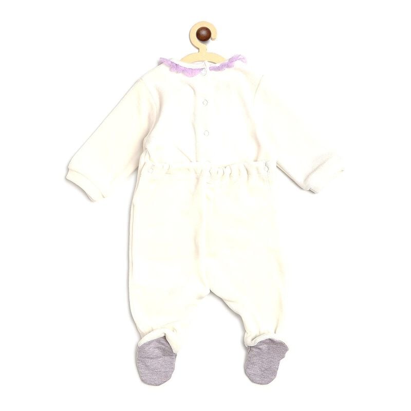 Girls Bronze Velour Nappy Opening Babysuit image number 1
